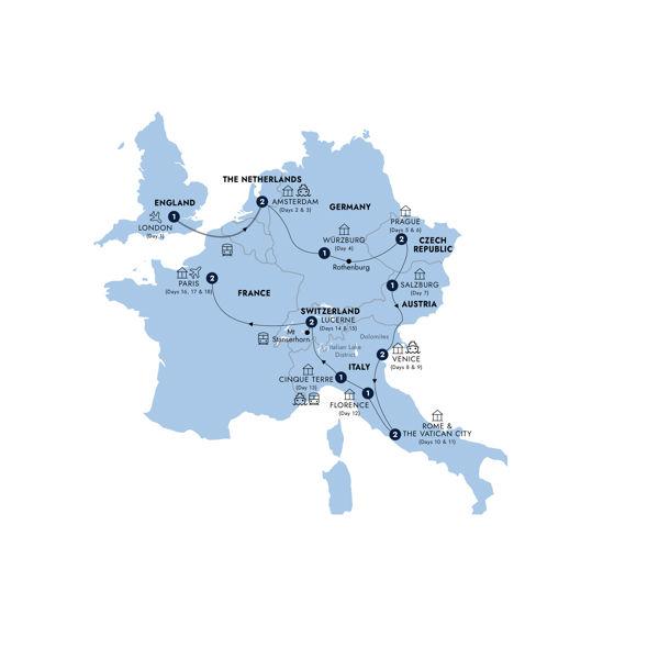 European Discovery - Start London, End Paris, Classic Group route map