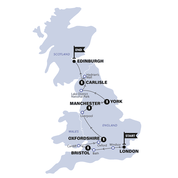 England in a Week | Summer | 2025 route map