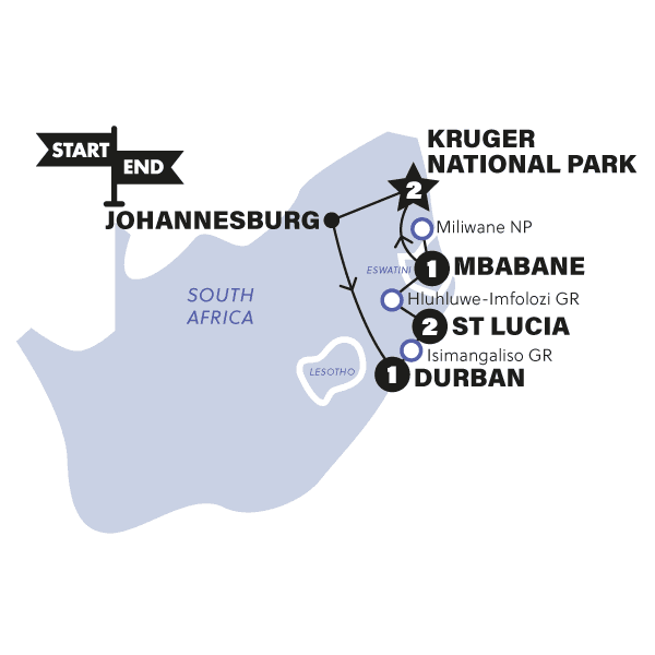Kruger Safari with Eswatini | 2025 route map