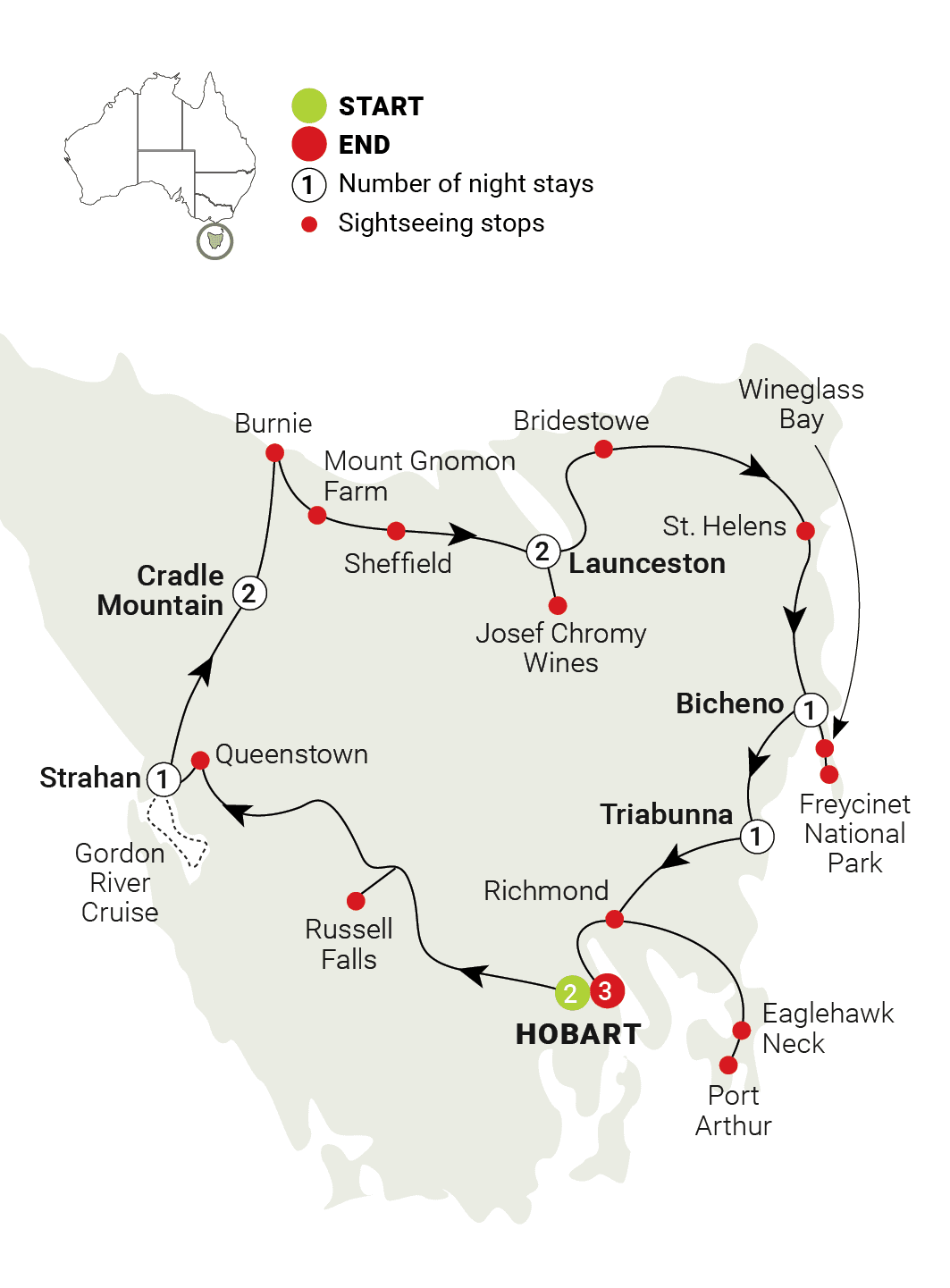 Perfect Tasmania route map