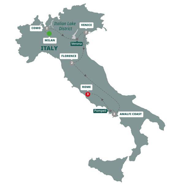 Italian Glory route map