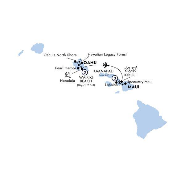 Hawaii with Oahu & Maui - Classic Group route map