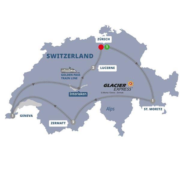 Contrasts of Switzerland route map