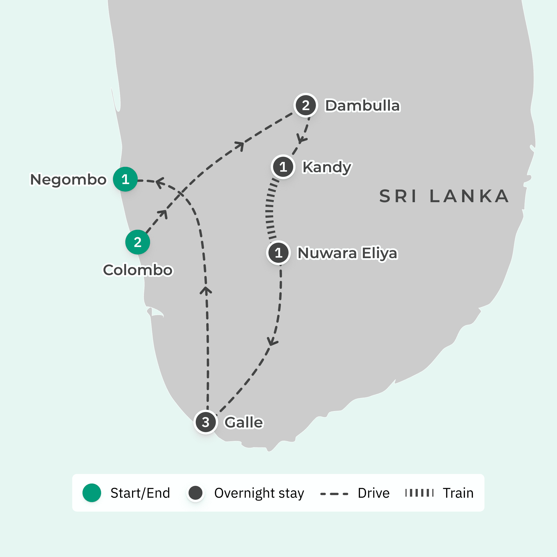 Signature Series: Sri Lanka Exclusive Foodie Tour with Matt Preston & Gary Mehigan route map