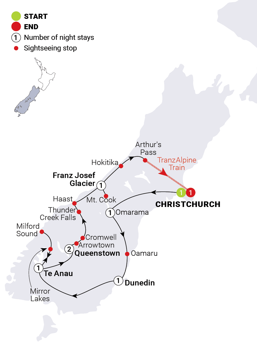 Southern Spotlight route map