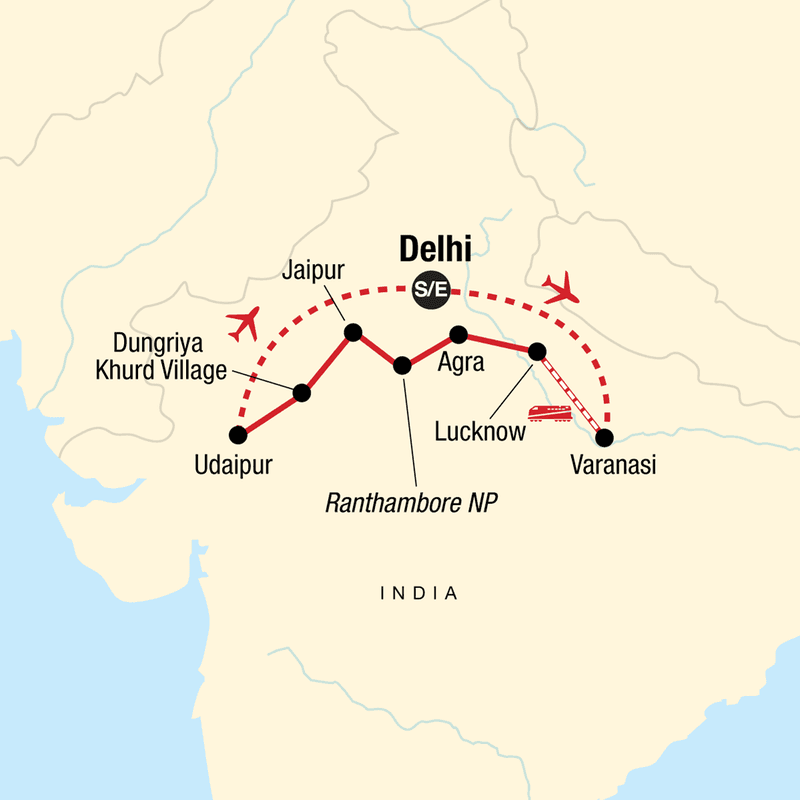 National Geographic Journeys with G Adventures: Discover India route map