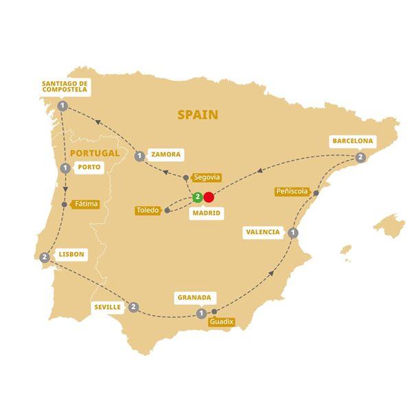 Treasures of Spain and Portugal End Madrid route map