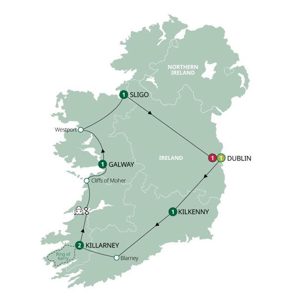 Enchanting Ireland - Classic Group route map