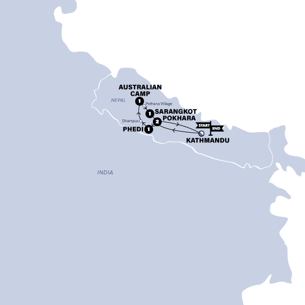 Nepal Trek Challenge route map