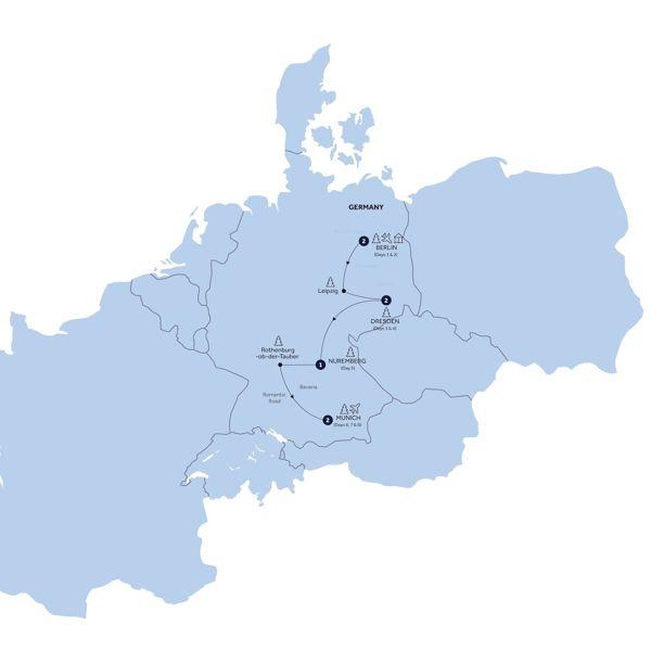 Christmas Markets of Germany - Classic Group route map