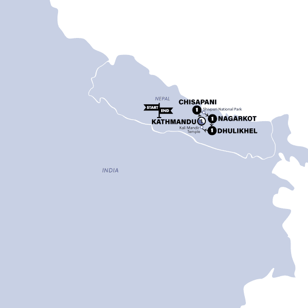 Nepal Trek and Temples route map