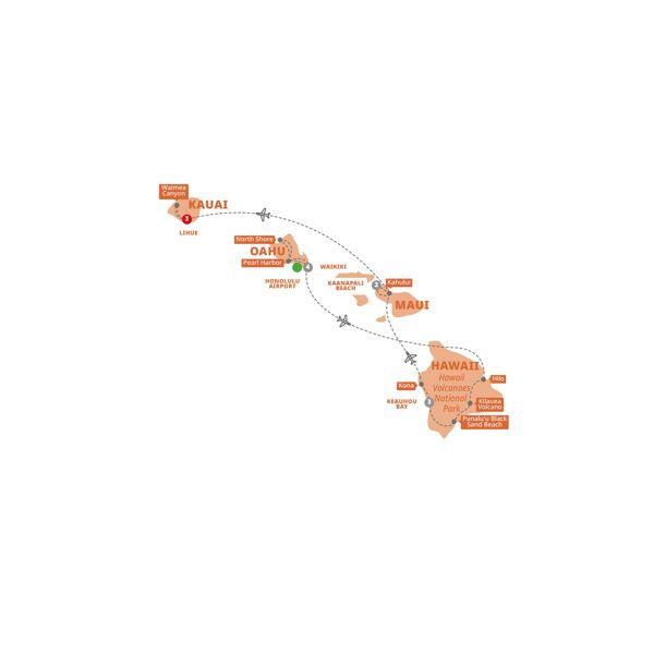 Hawaii Four Island Adventure Moderate route map