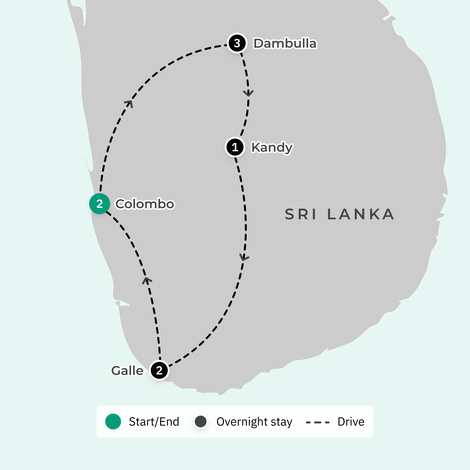 Sri Lanka Small-Group Authentic Gourmet Dining Tour with Colombo & Kandy Food Tours, Cooking Lesson & Tea Auction House route map