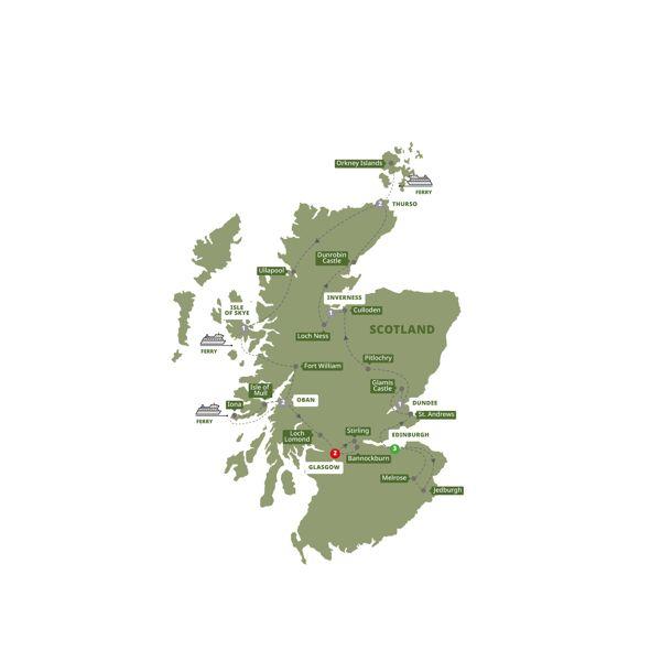 Scotland's Highlands, Islands and Cities route map