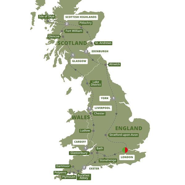 Best of Britain route map