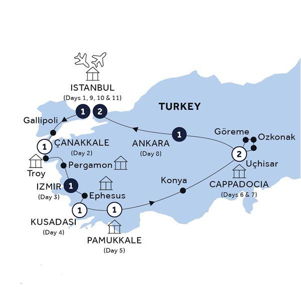 Wonders of Turkey - Classic Group, Summer route map
