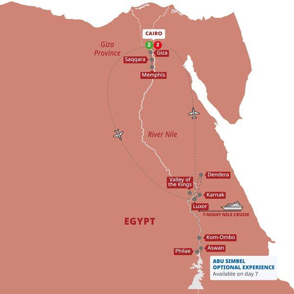 Wonders of Ancient Egypt route map