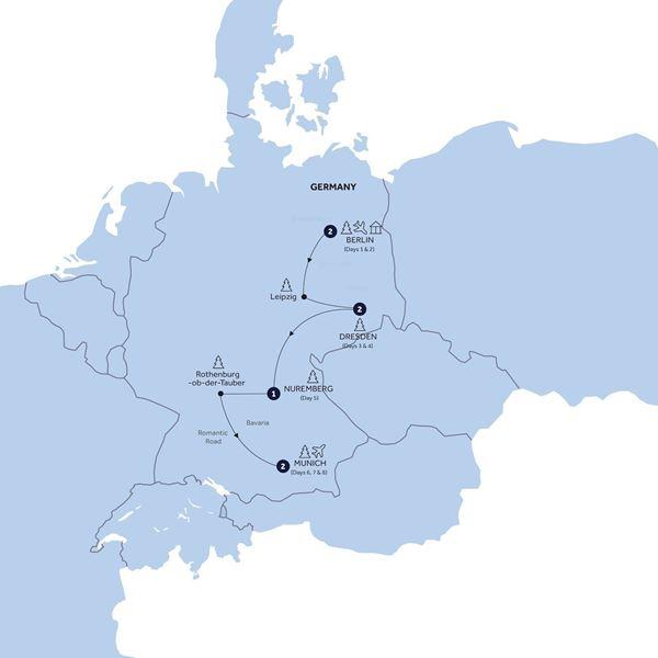 Christmas Markets of Germany - Classic Group route map