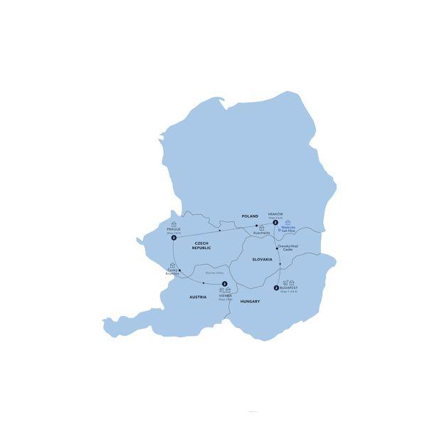 The Bohemian -  End Budapest, Classic Group route map