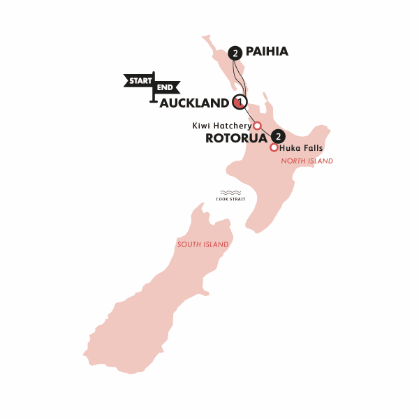 New Zealand: Sun & Steam route map