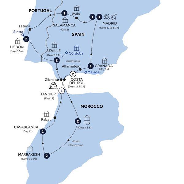 Treasures of Spain, Portugal & Morocco - Classic Group route map
