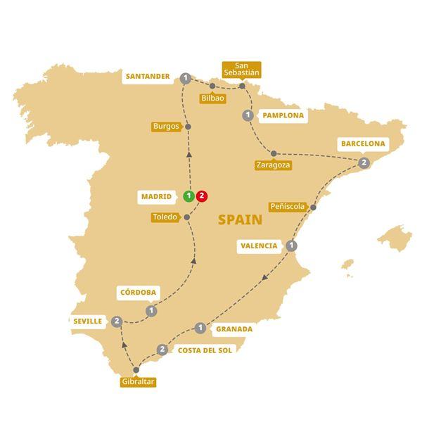 Best of Spain route map