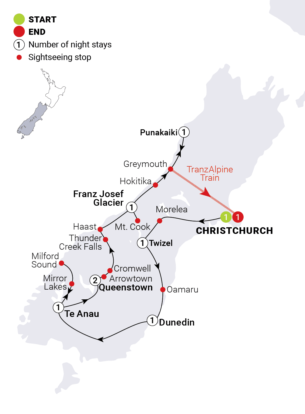 Southern Spectacular route map