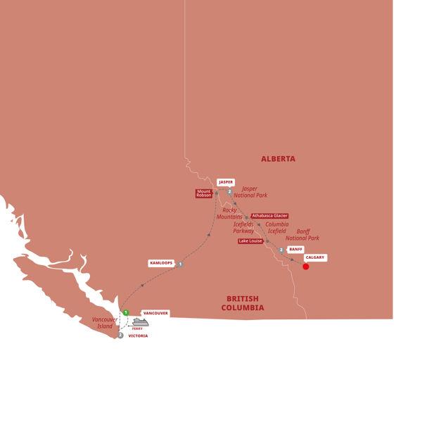 Spectacular Canadian Rockies route map