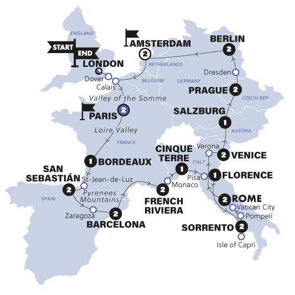 European Quest | Start Paris | Winter | 2025/2026 route map