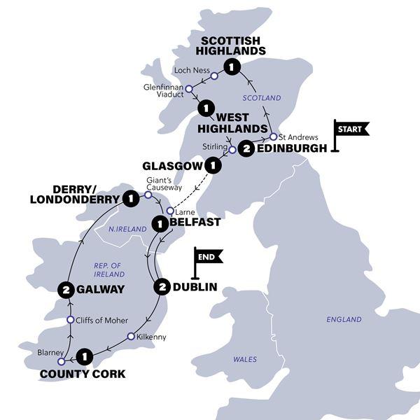 Scotland & Ireland | Winter | 2024/2025 route map