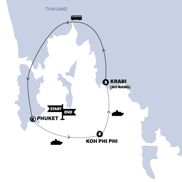 Thai Island Hopper West route map