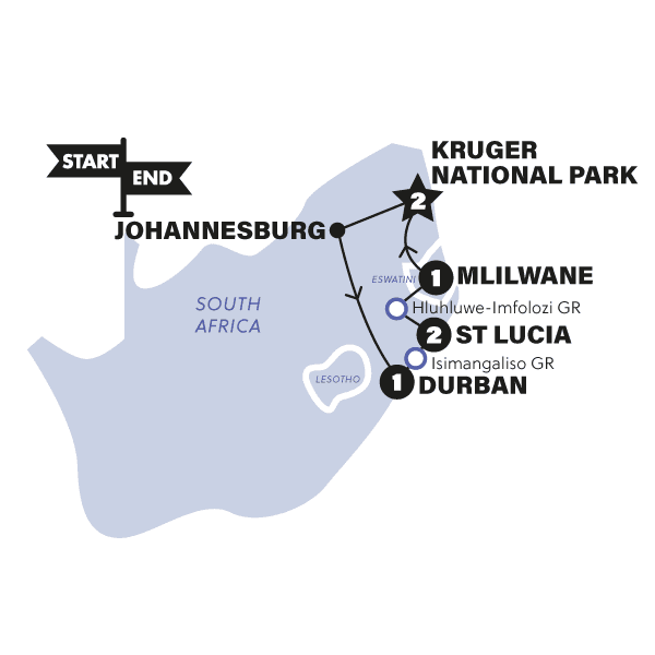 Kruger Safari with Eswatini | 2026 route map