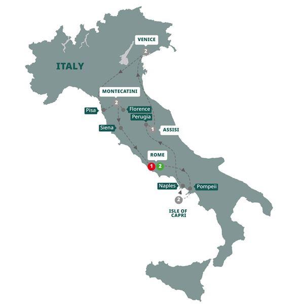 Italy Bellissimo route map