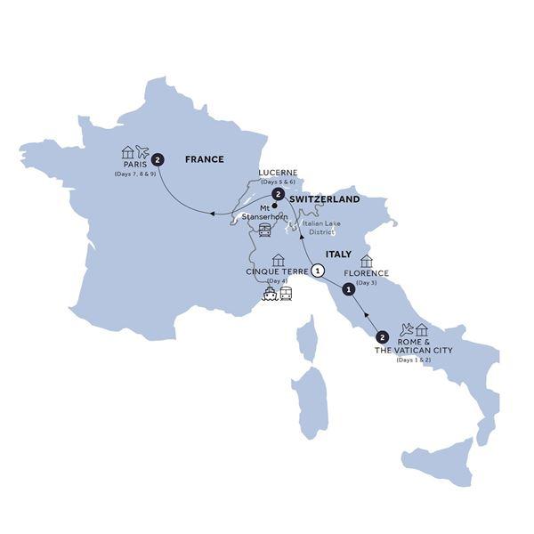 Flavors of Europe - End Paris, Classic Group route map