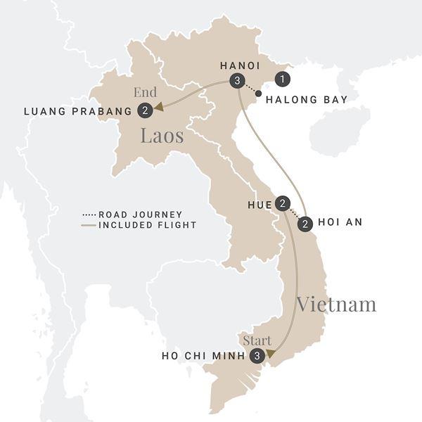 Sensational Vietnam & Laos route map