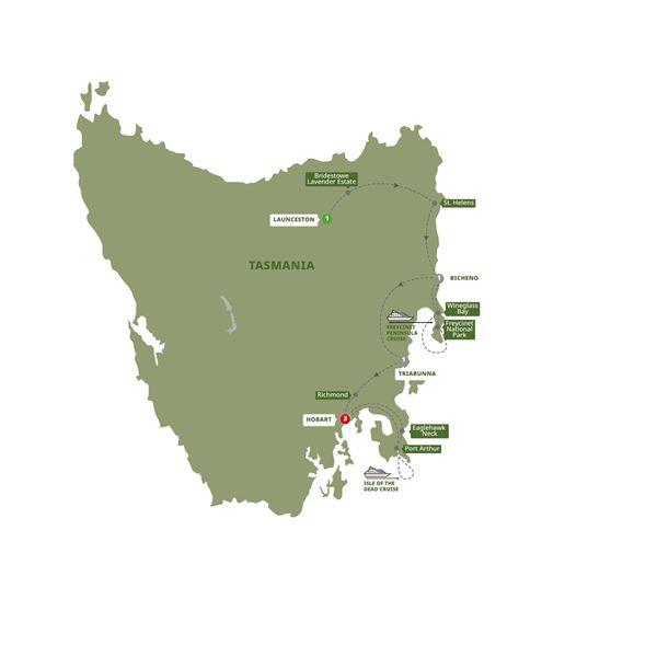 Tassie Getaway route map