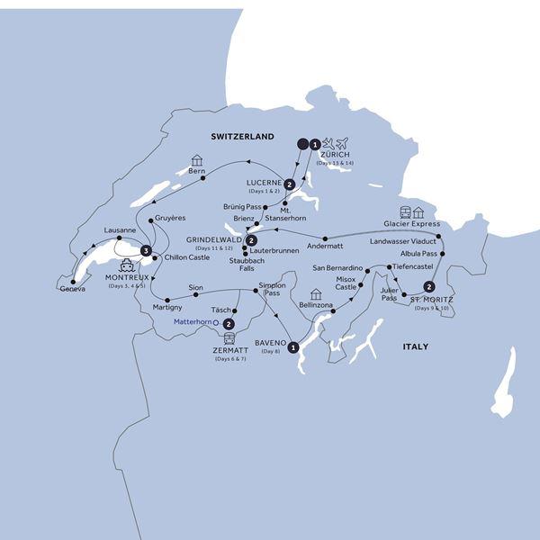 Country Roads of Switzerland - Classic Group route map