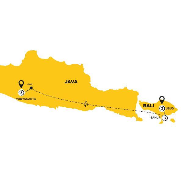 Highlights of Bali and Java route map