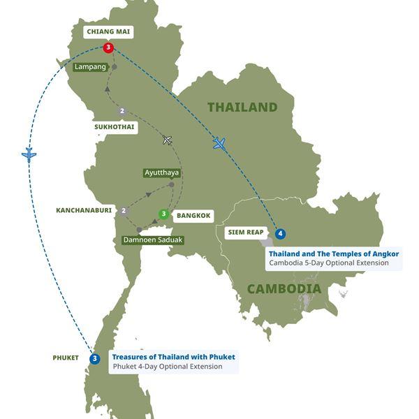 Treasures of Thailand route map