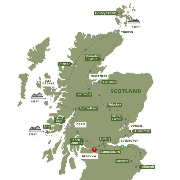 Scotland's Highlands, Islands and Cities route map