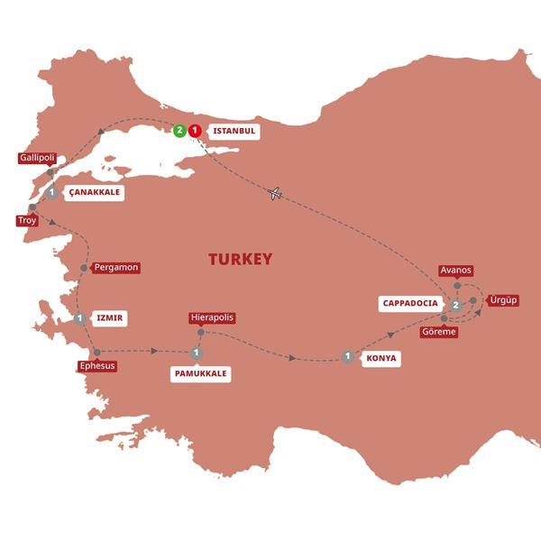 Highlights of Turkey route map