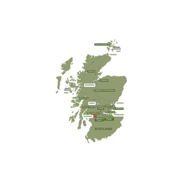 Highland Trail inspired by Outlander route map