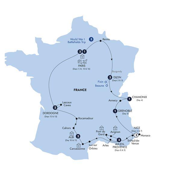 Country Roads of France - Classic Group route map