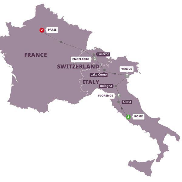 European Wonderland route map