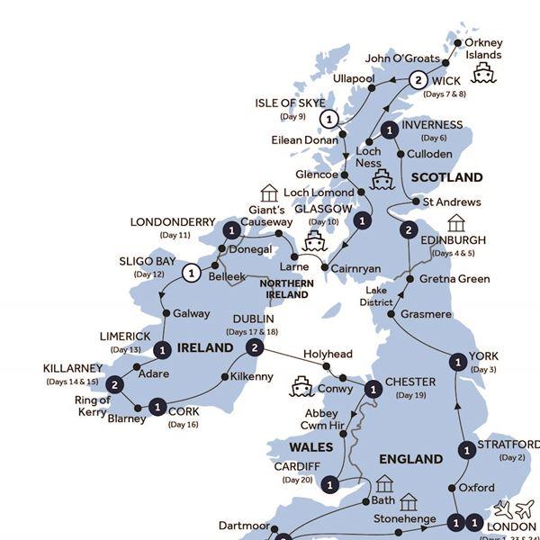 Britain & Ireland Discovery - Classic Group route map