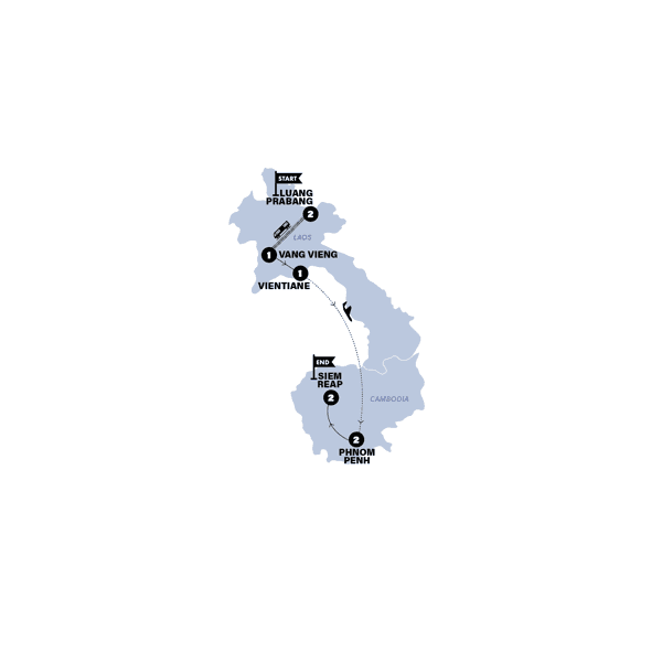 Cambodia & Laos Uncovered route map