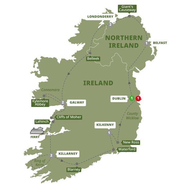 Irish Experience route map