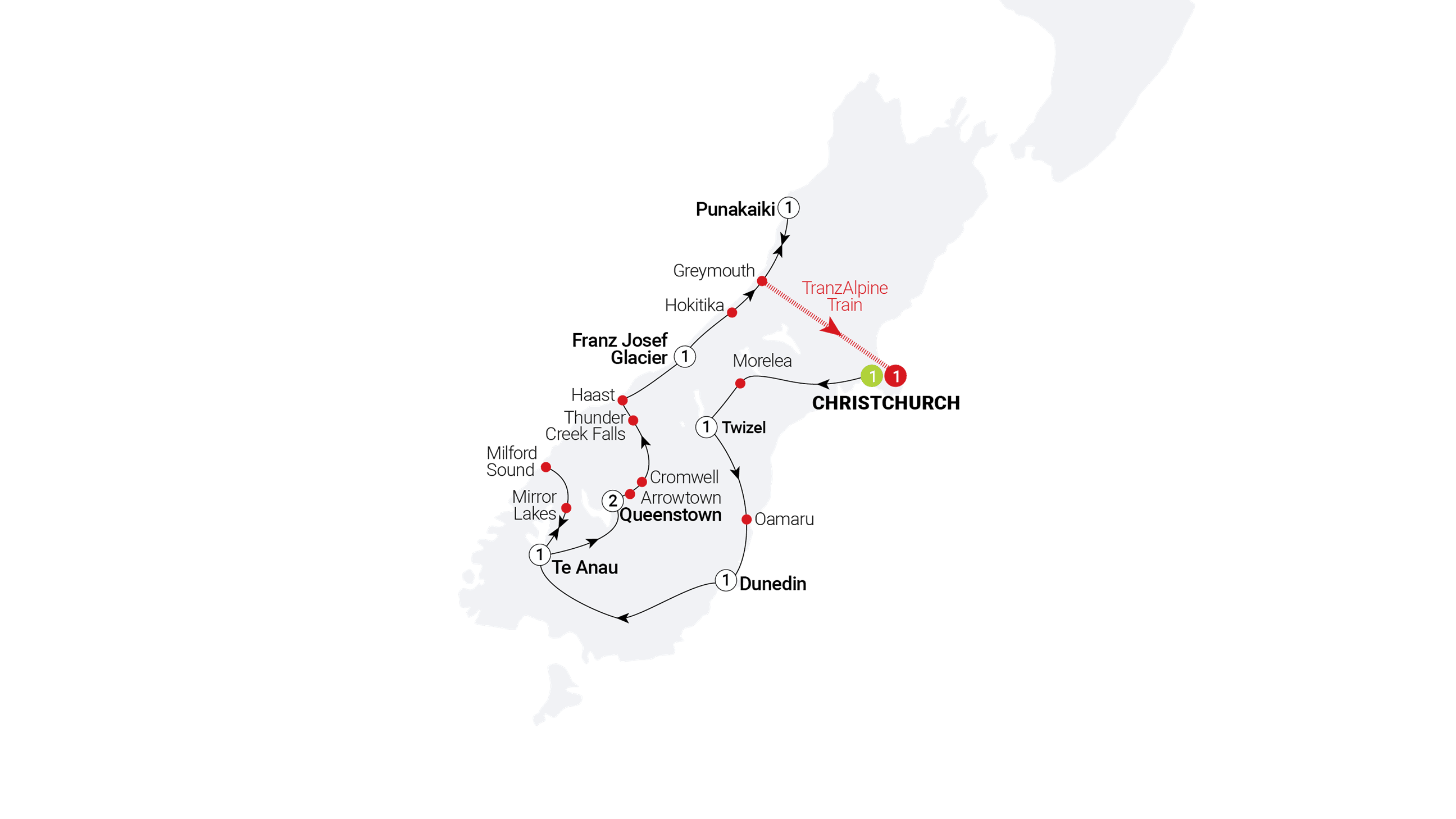 Southern Spectacular route map