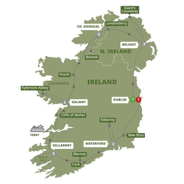 Amazing Ireland route map