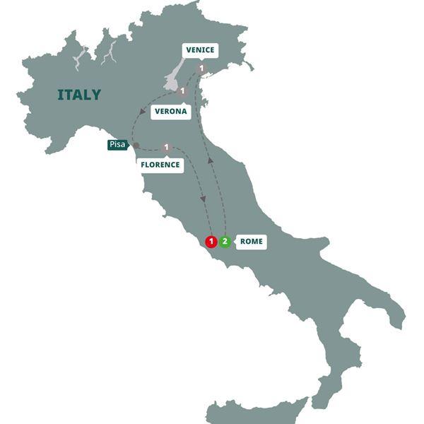 Italian Holiday route map